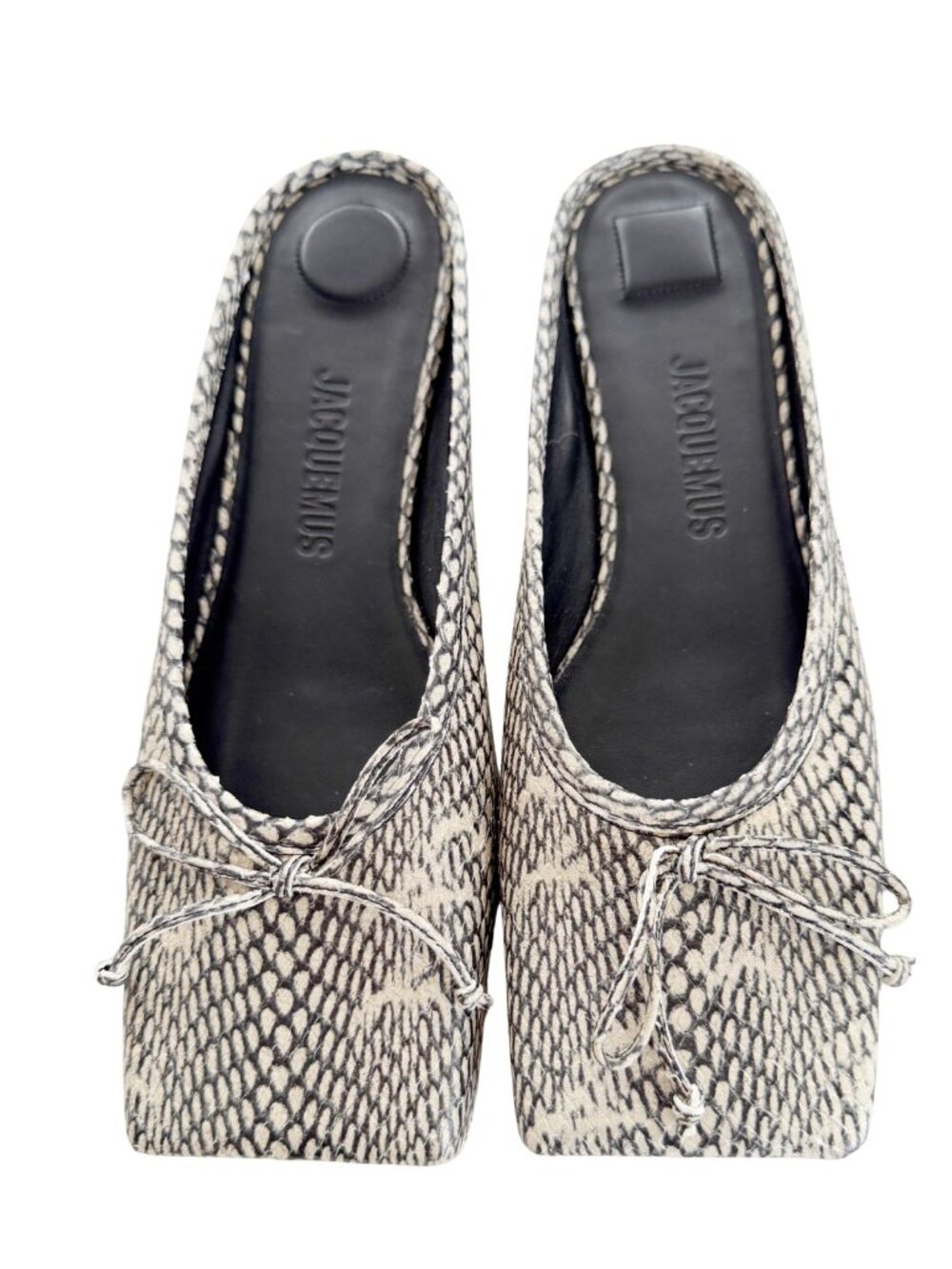 JACQUEMUS Les Ballerines Snake Print Square Toe Ballet Flats NIB Sz 39